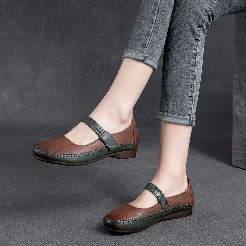 Chaussures Décontractées En Cuir De Vache Vintage Pour Femmes