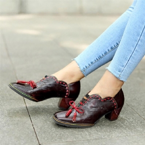 Chaussures Décontractées En Cuir Vintage Avec Nœud Papillon Pour Femmes