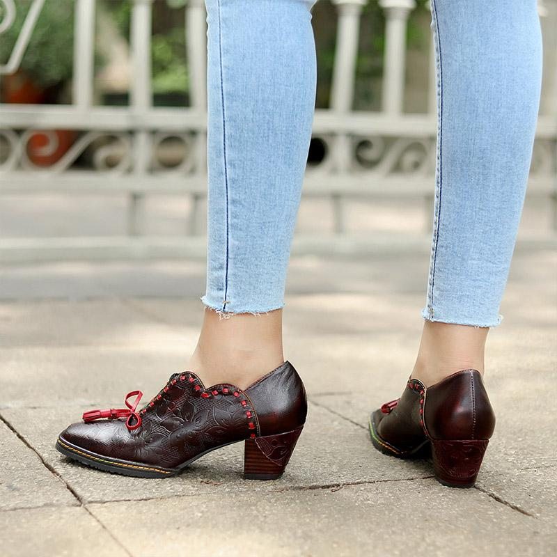 Chaussures Décontractées En Cuir Vintage Avec Nœud Papillon Pour Femmes