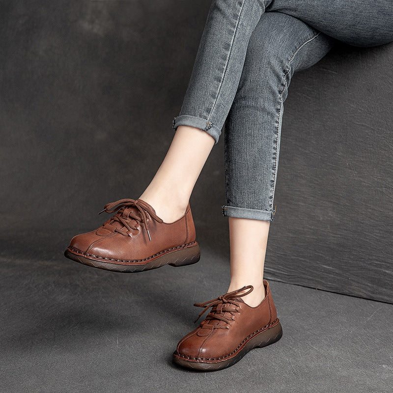 Chaussures Décontractées En Cuir Vintage Pour Femmes