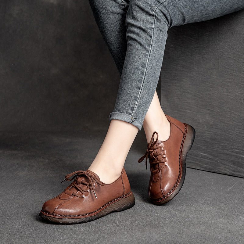 Chaussures Décontractées En Cuir Vintage Pour Femmes