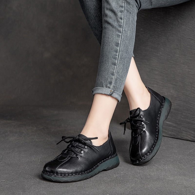 Chaussures Décontractées En Cuir Vintage Pour Femmes