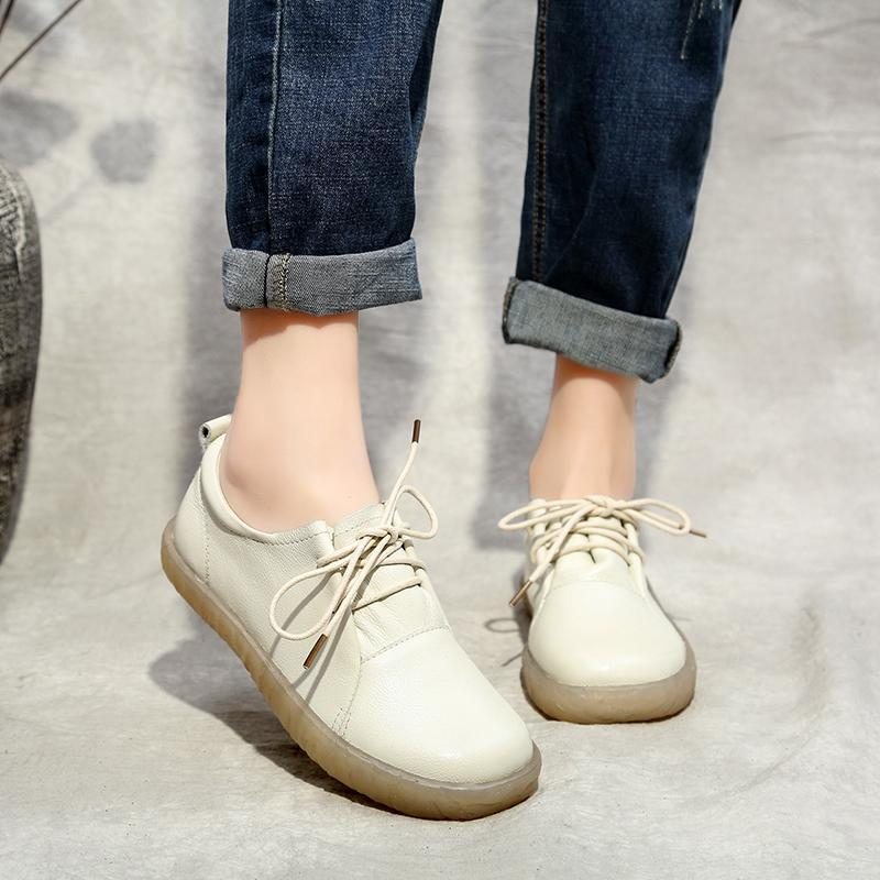 Chaussures Décontractées À Lacets En Cuir Souple 35-41