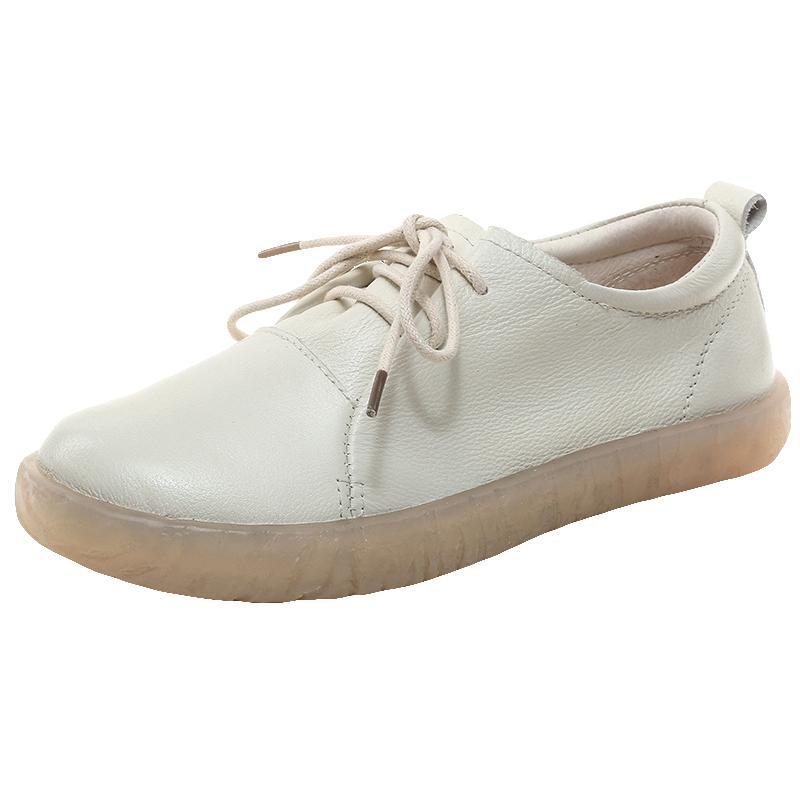 Chaussures Décontractées À Lacets En Cuir Souple 35-41