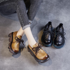 Chaussures Décontractées À Plateforme En Cuir Rétro Pour Femmes D'automne