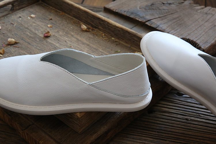 Chaussures Décontractées À Tête Ronde En Cuir Souple Rétro Pour Femmes