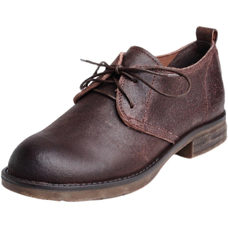 Femmes Printemps Cuir Rétro Vintage Casual Chaussures