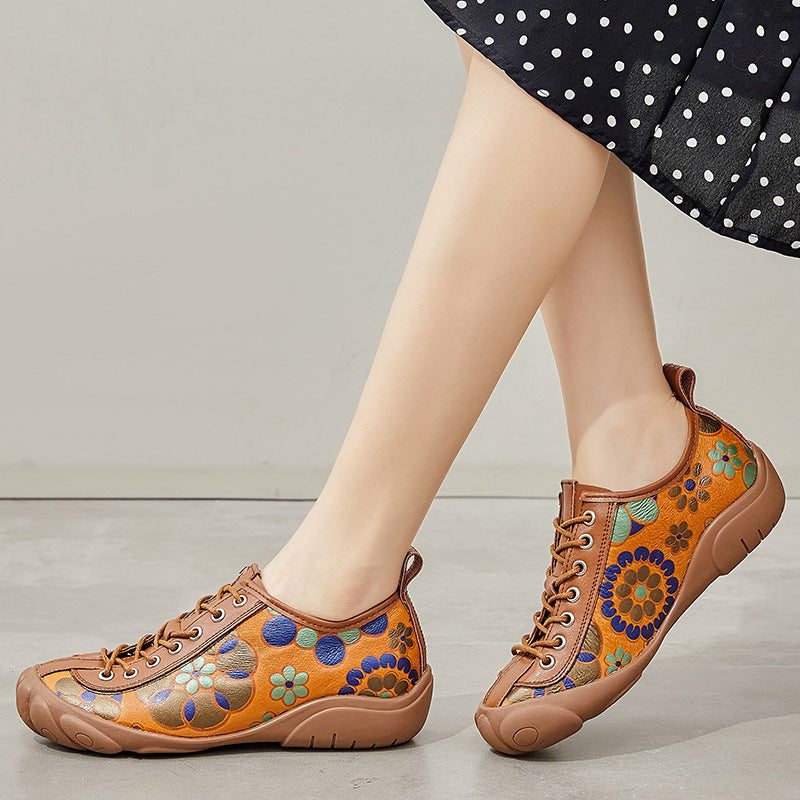 Femmes Printemps Été Vintage Mocassins Plats En Cuir