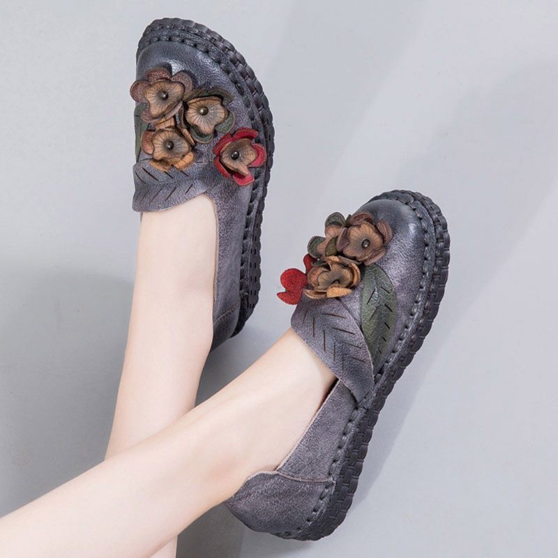 Floral Ethnic Chaussures Plates Couture Mocassins Chaussures