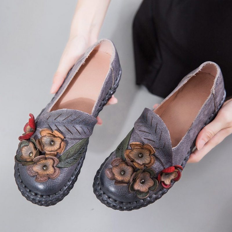 Floral Ethnic Chaussures Plates Couture Mocassins Chaussures