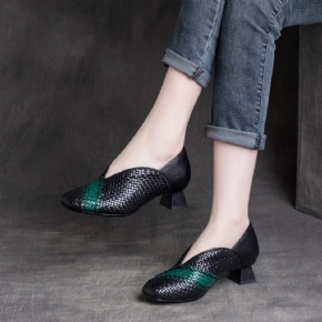 Mocassins Décontractés En Cuir Tricoté Printemps-été Pour Femmes