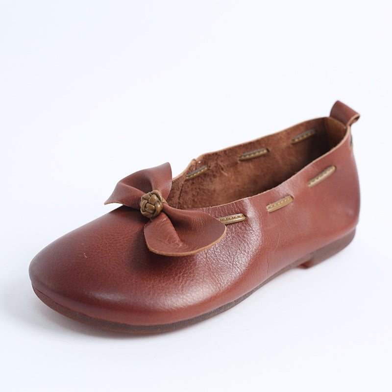 Printemps Été Vintage Femmes Chaussures Décontractées En Cuir Bowknot