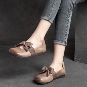 Spring Retro Casual Bowknot Mocassins En Cuir Élégants