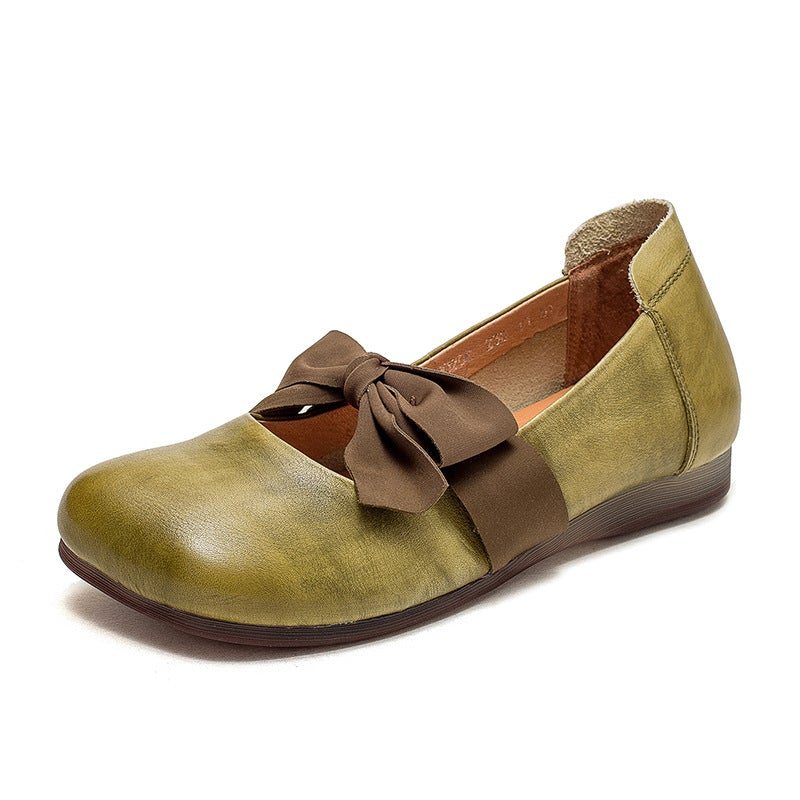 Spring Retro Casual Bowknot Mocassins En Cuir Élégants