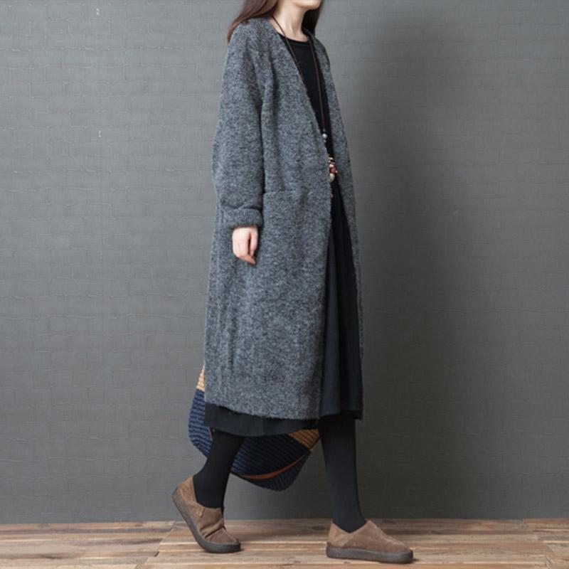 Au-dessus Du Genou Cardigan En Tricot Ample D'hiver