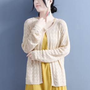 Cardigan Fin En Tricot De Coton À Boutons Perlés D'été