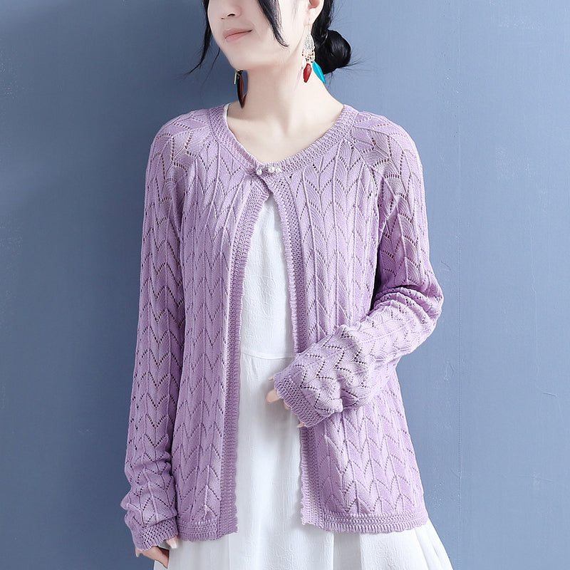 Cardigan Fin En Tricot De Coton À Boutons Perlés D'été