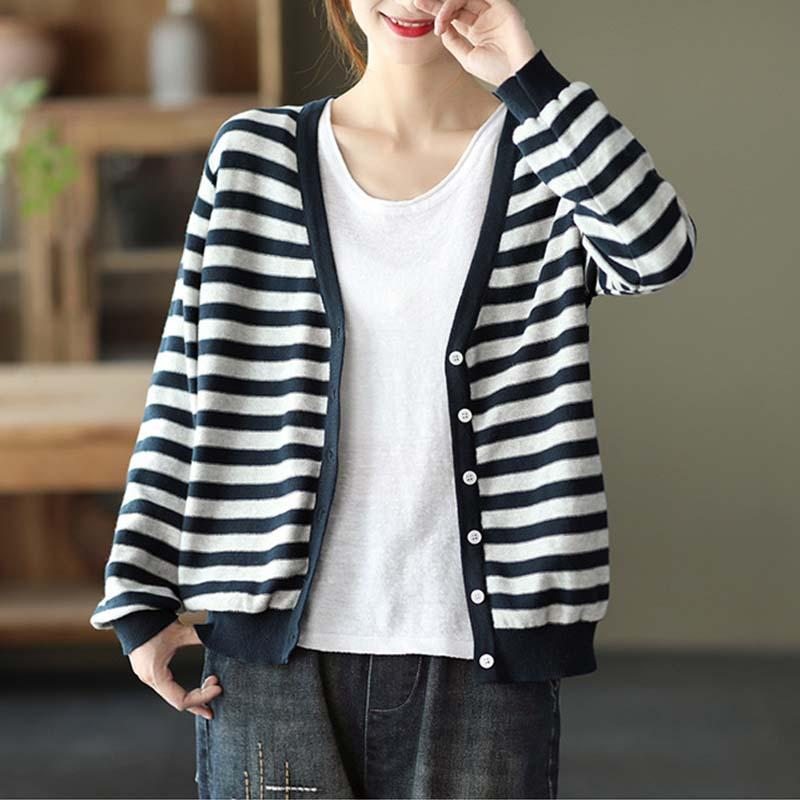 Cardigan En Tricot De Coton À Col En V Pour Femmes