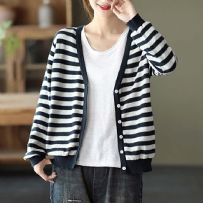 Cardigan En Tricot De Coton À Col En V Pour Femmes