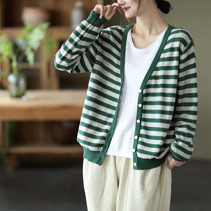 Cardigan En Tricot De Coton À Col En V Pour Femmes