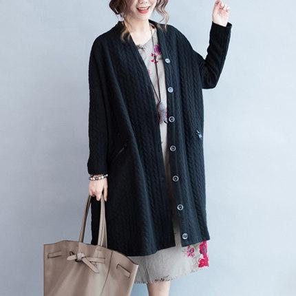 Manteau Cardigan À Boutons Tricotés Grande Taille