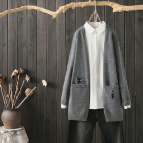 Manteau Cardigan En Tricot Ample Et Décontracté