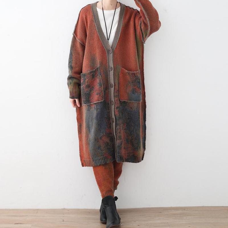 Manteau Long Cardigan Ample Rétro Épais