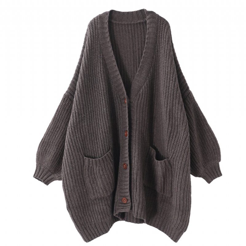 Manteau Tricoté Long Cardigan À Col En V Surdimensionné