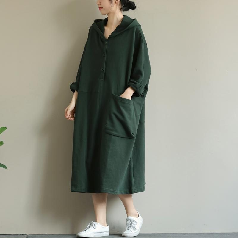 Robe À Capuche Ample À Grande Poche D'automne