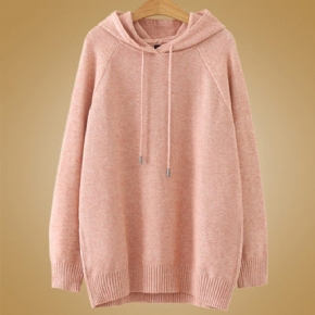 Sweat À Capuche En Tricot Solide D'automne Pour Femmes