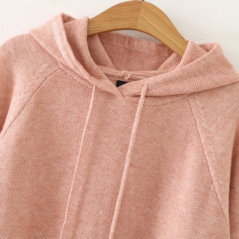 Sweat À Capuche En Tricot Solide D'automne Pour Femmes