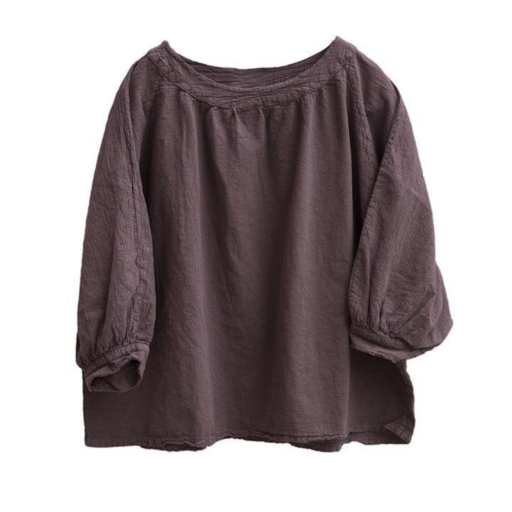 Blouse Décontractée En Lin Et Coton Pour Femme