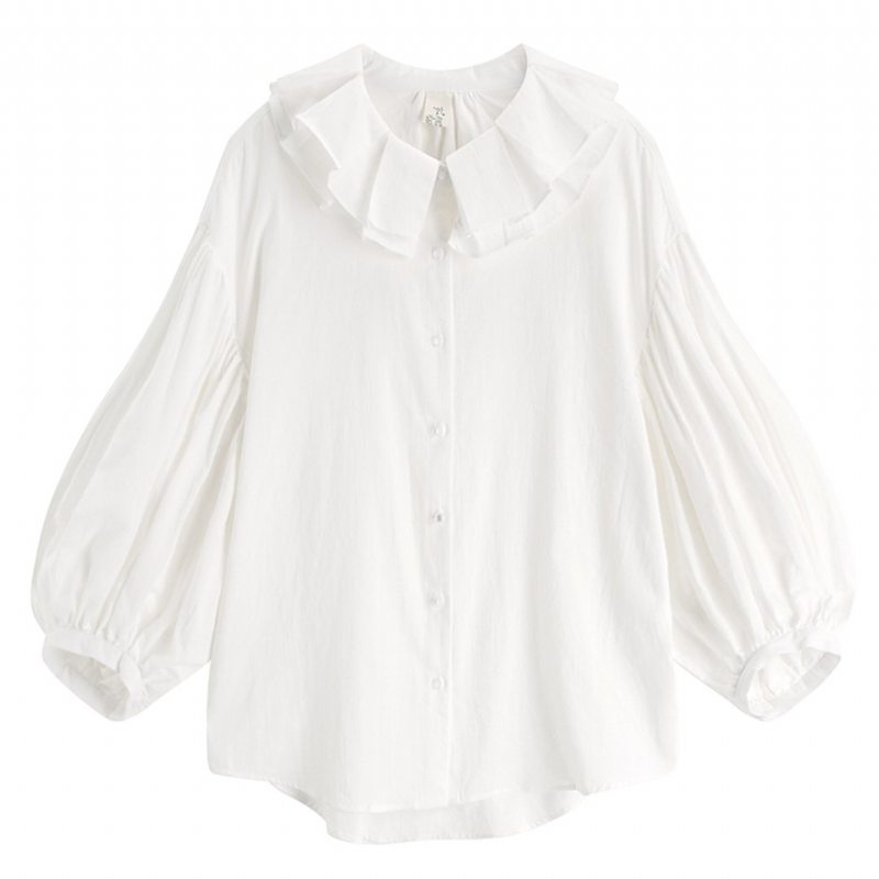 Chemise Blanche Ample À Manches Lanterne À Volants Pour Femme