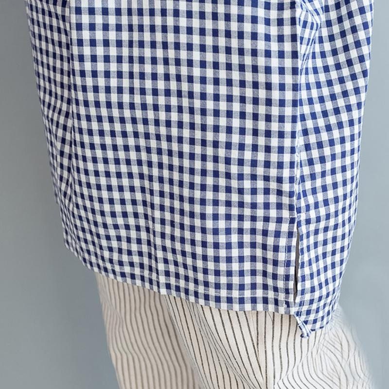 Chemise Décontractée À Carreaux À Col Montant Pour Femme