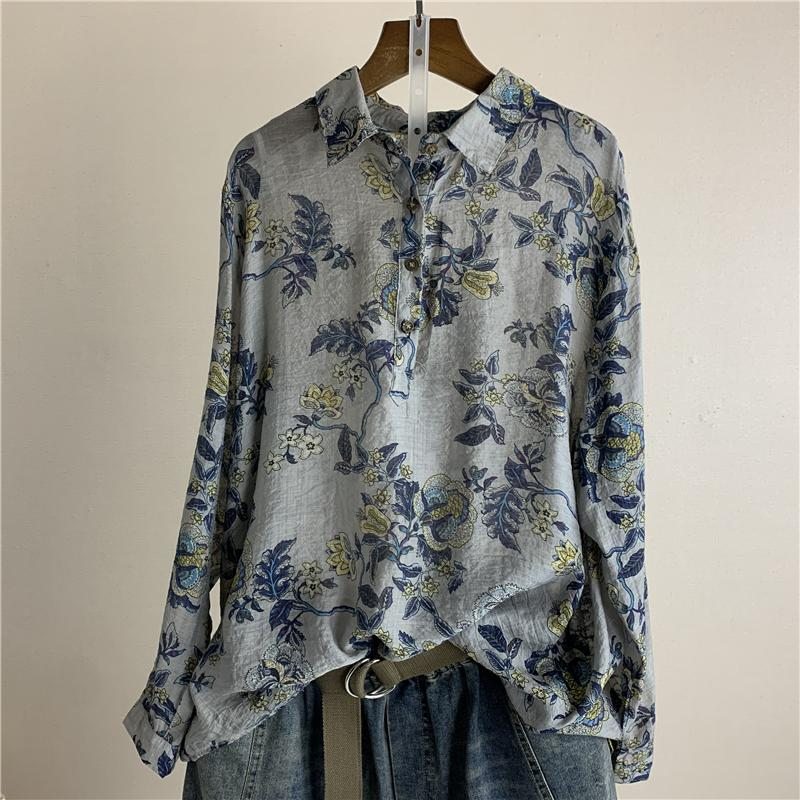 Chemise À Fleurs Pour Femme Imprimée Vintage