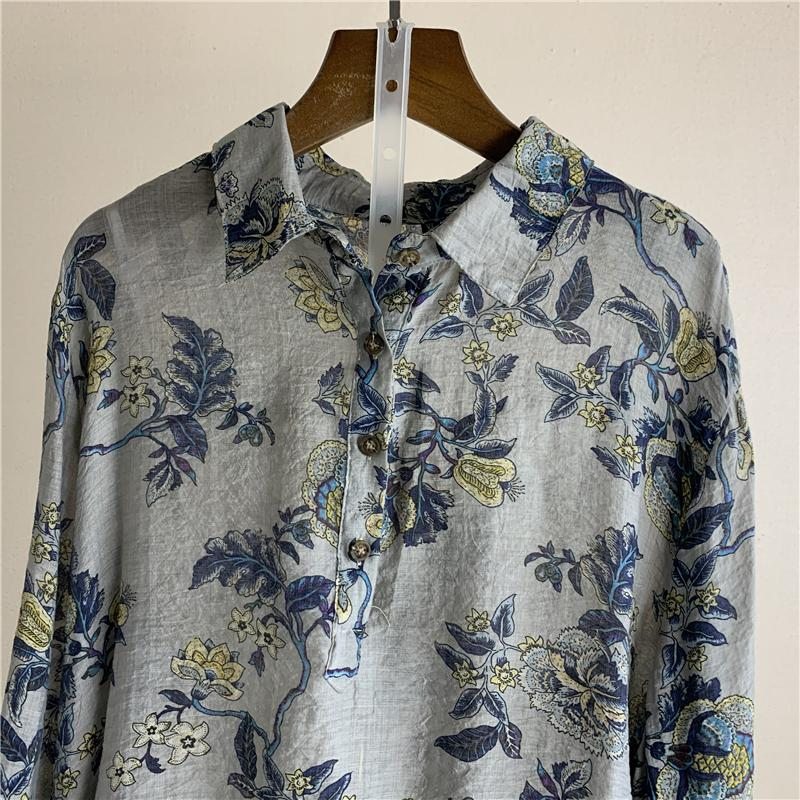 Chemise À Fleurs Pour Femme Imprimée Vintage