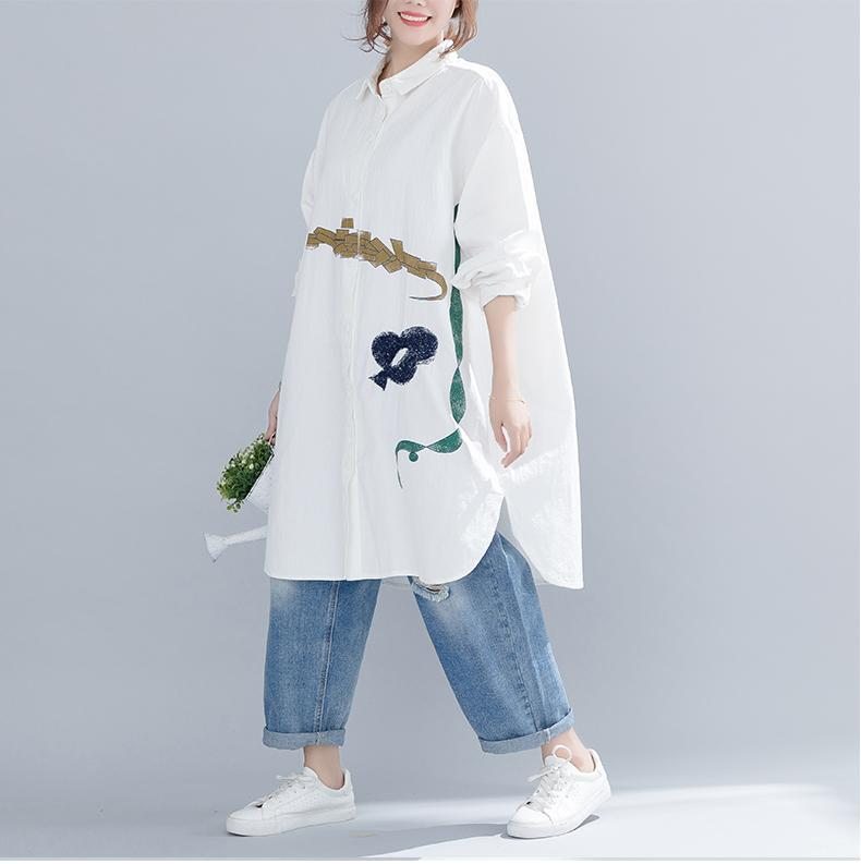 Chemise Imprimée En Coton Ample Avec Broderie De Dessin Animé