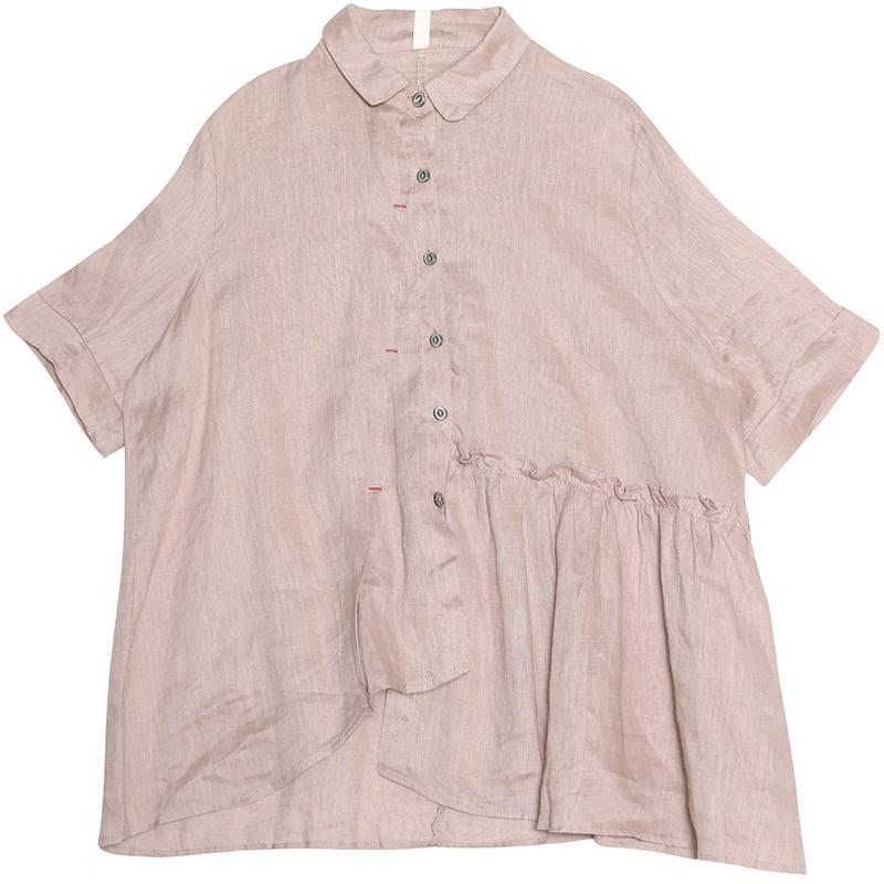 Chemise En Lin Et Coton Irrégulière Vintage D'été