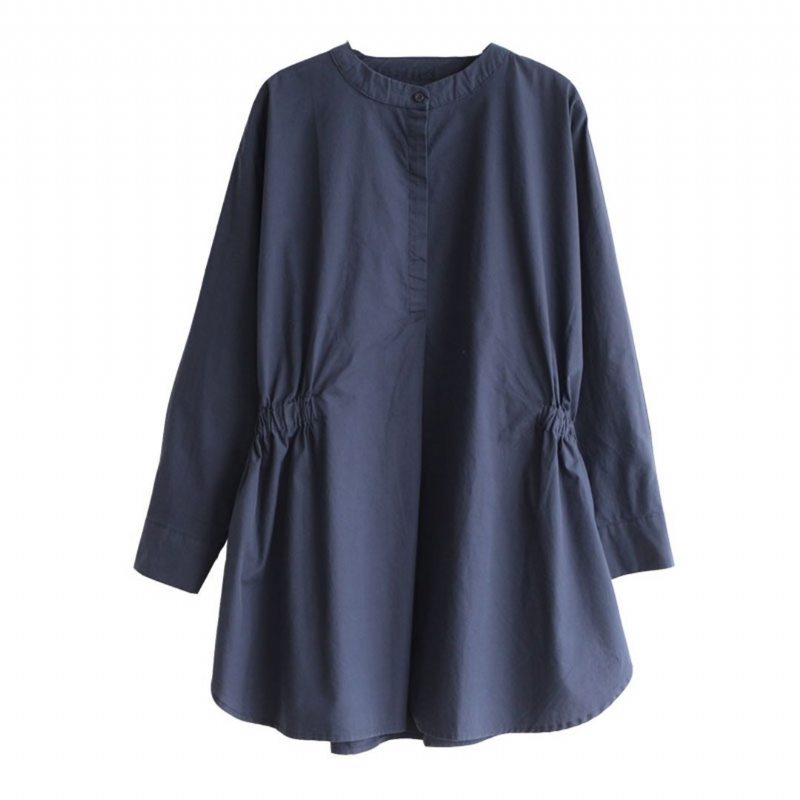 Chemise Unie À Col Montant Et Taille Élastique