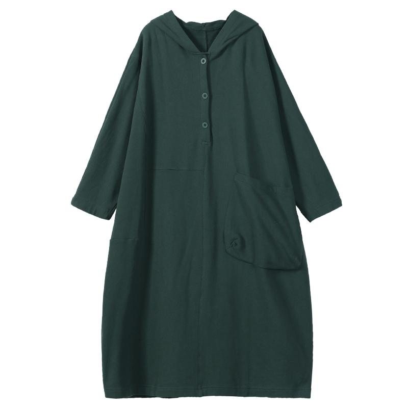 Robe Sweat Mi-longue À Capuche Avec Poche Unique Automne