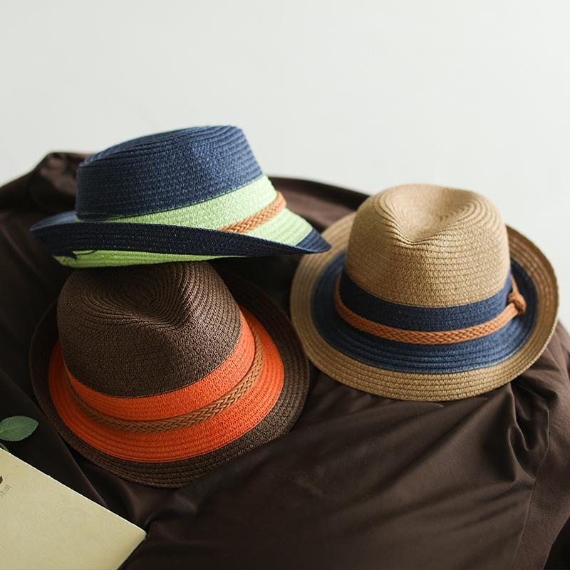 Chapeau De Paille À Revers D'été Tissé Vintage