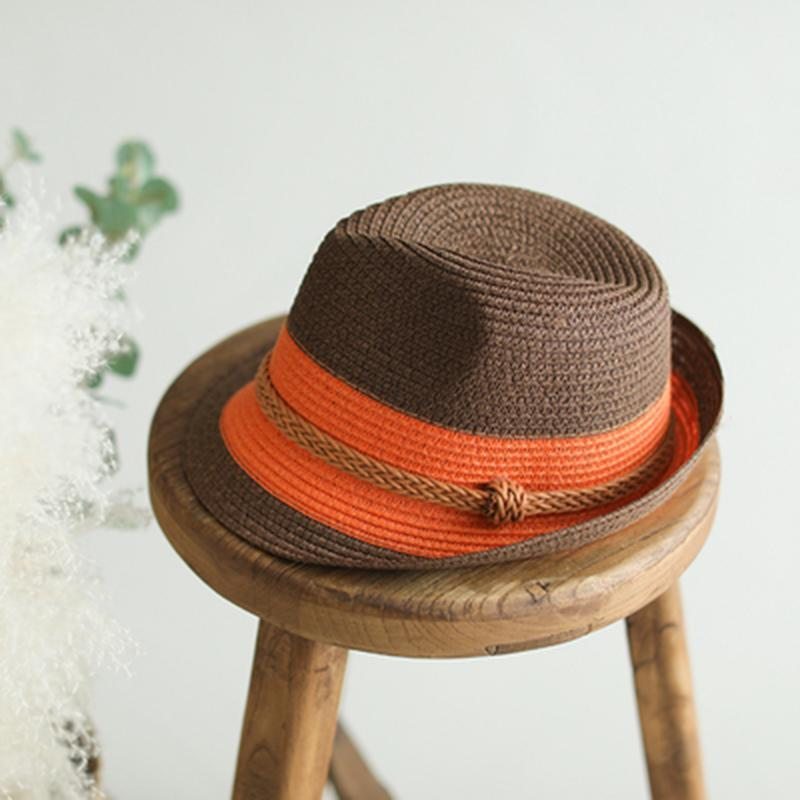 Chapeau De Paille À Revers D'été Tissé Vintage