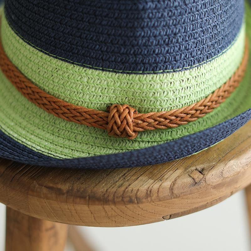 Chapeau De Paille À Revers D'été Tissé Vintage