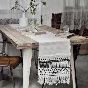 Nappe De Table Touffetée À Pampilles Géométriques Marocaines Nordiques