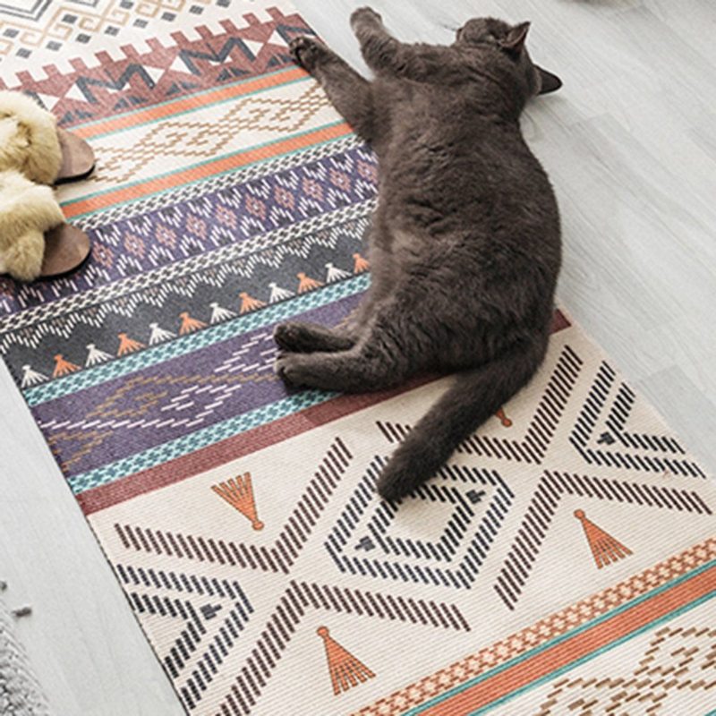 Tapis De Chambre À Coucher En Coton Et Lin De Style Ethnique