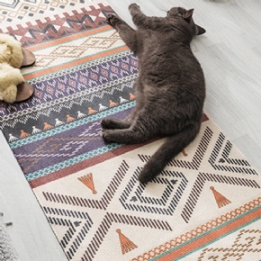 Tapis De Chambre À Coucher En Coton Et Lin De Style Ethnique