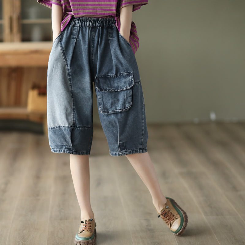 Short En Denim De Coton Ample Pour Femmes D'été