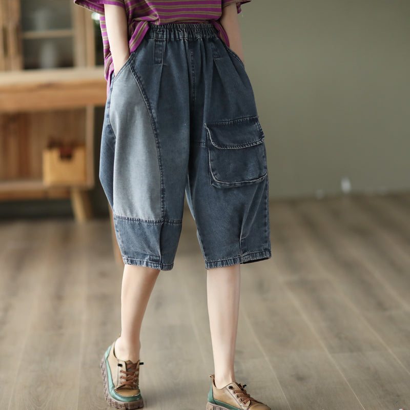 Short En Denim De Coton Ample Pour Femmes D'été