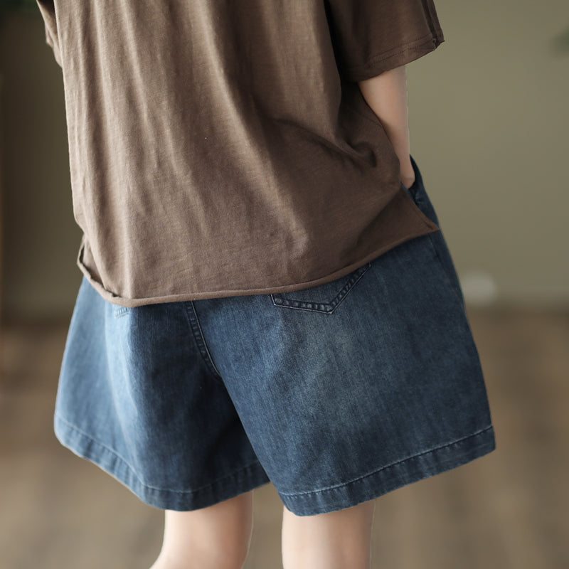 Short En Denim De Coton Ample Rétro Pour Femmes D'été