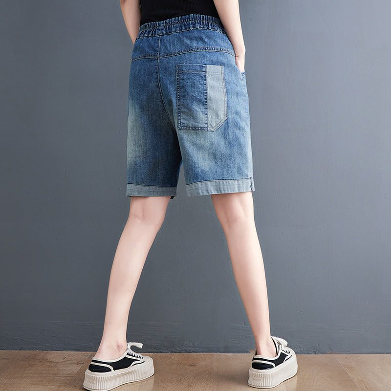 Short En Jean Brodé Rétro Pour Femme